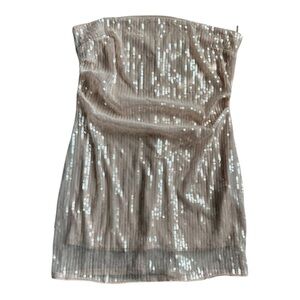 Zara Cream Strapless Sequin Dress